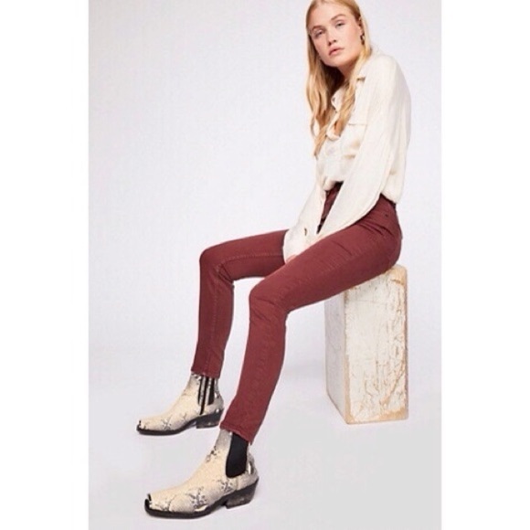 NWT Free People Long and Lean Jegging in Red Mocha - Picture 1 of 6